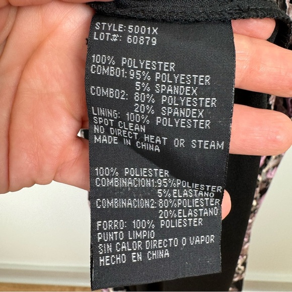 Xscape Floral Embroidered Front Slit Sleeveless Gown Maxi Dress Black + Pink 14 - Picture 12 of 16